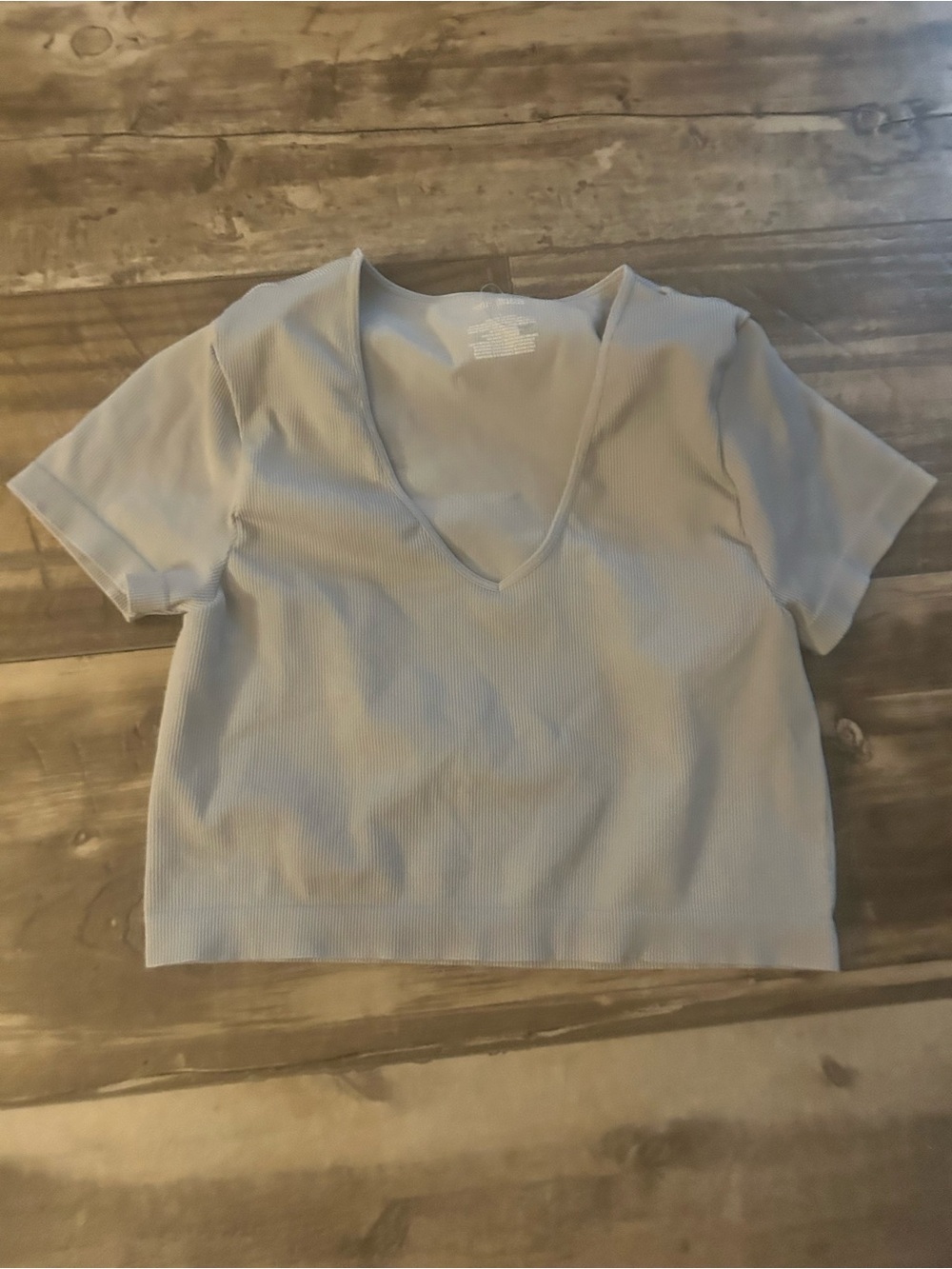 Women’s Wild Fable Seamless Ribbed Crop Top Womens Large L V-Neck Gray